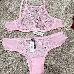 Adore Me Pink Lace Bra Set